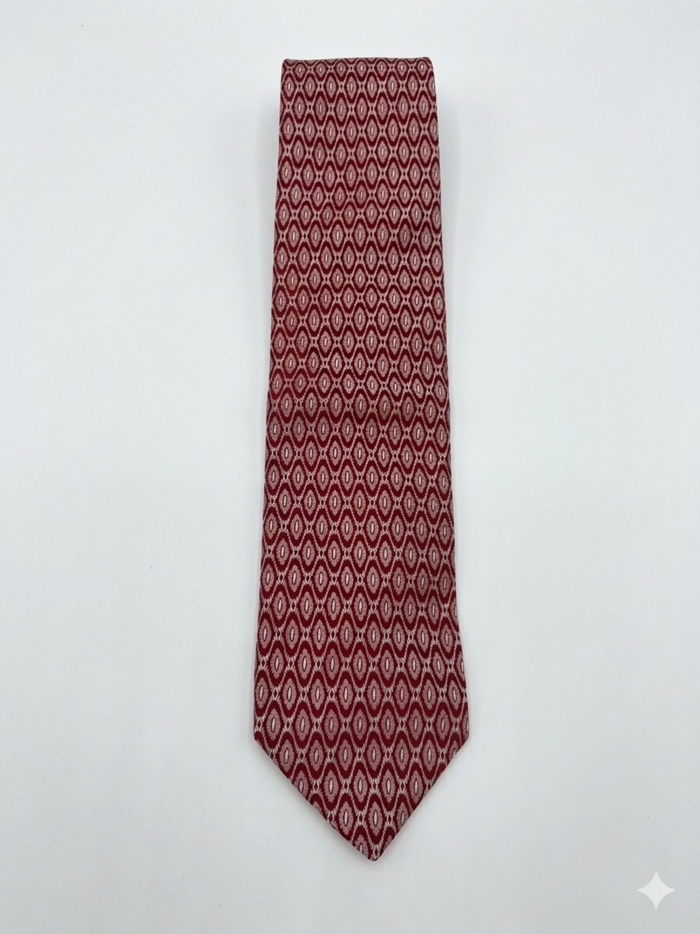 Valentino Red and White Geometric Men's Tie Made in Italy 100% Silk